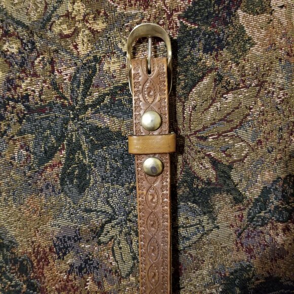 Quality, English leather, thick, handmade, artisan belt, S, M, tooled leather - Picture 2 of 4